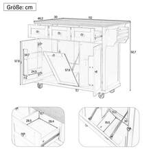 Kitchen Island With Wheels, Removable Dining Area, Kitchen Island With Bin And Drawers, Mobile Kitchen Island, Ideal For Kitchen And Dining Room (Black). - Black - View 6