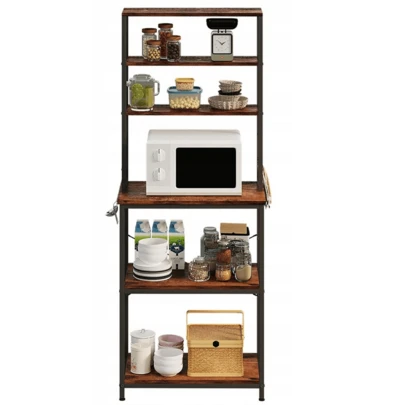 Wielofunkcyjny Regał Szafka Kuchenna Vintage Brąz Loft 6 Półek 166 Cm