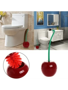 1 Set Creative Toilet Brush With Holder, Home Bathroom Cleaning Tool With Long Handle And Bowl Stand, Coarse Bristles For Deep Cleaning - Rust-Proof, Leak-Proof - Red Cherry Shaped Toilet Brush And Holder! - Multicolor - View 3