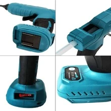 Pistola De Cola Quente Sem Fio Profissional + 2 Baterias 21v Recarregáveis – LWJ265 - Azul - Visão 8