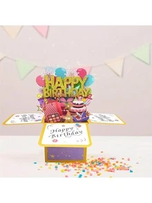 通用3D立体生日贺卡，纸质3D生日贺卡，附赠空白卡片和信封，独特的生日礼物，适合送给女性、男性、丈夫、妻子、母亲、父亲、女儿，也适合作为返校用品。 - 單件 - 查看 4