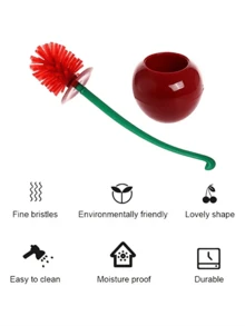 1 Set Creative Toilet Brush With Holder, Home Bathroom Cleaning Tool With Long Handle And Bowl Stand, Coarse Bristles For Deep Cleaning - Rust-Proof, Leak-Proof - Red Cherry Shaped Toilet Brush And Holder! - Multicolor - View 7