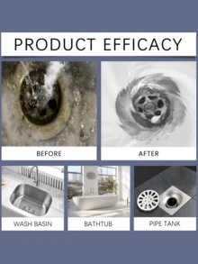 jakehoe 杰克豪；无堵塞水槽及排水管清洁粉；排水管清洁剂；管道疏通粉；下水道清洁粉；适用于洗脸盆/水槽/马桶下水道 - 粉狀 - 查看 6