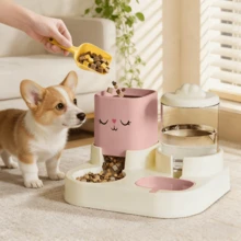 Automatic Pet Food And Water Dispenser, 2-In-1 Detachable Bowl Set For Small Dogs, Puppies, And Cats, Easy To Clean Pet Food Storage - 2200ml - Xem 6