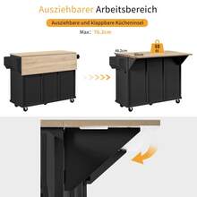 Kitchen Island With Wheels, Removable Dining Area, Kitchen Island With Bin And Drawers, Mobile Kitchen Island, Ideal For Kitchen And Dining Room (Black). - Black - View 8