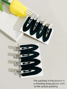 8pcs Minimalist Versatile Casual Sports Hair Clips - Black - View 1