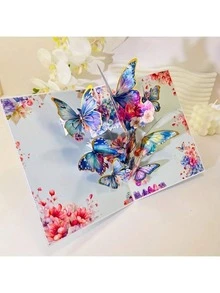 【3D蝴蝶立体贺卡】多功能3D蝴蝶立体贺卡 - 适用于生日、周年纪念、感谢卡等场合，蝴蝶装饰，感恩节佳品 - 單件 - 查看 5