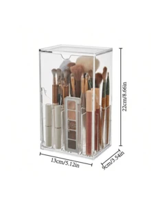 1个可调节透明亚克力化妆刷收纳盒 - 带隔层的梳妆台收纳盒，免钻孔设计 - 查看 6