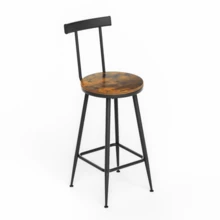 Bar Table And Stool Set, Dining Table With Two Chairs With Footrests, Metal Frame, Industrial Style Bar Table Set, Suitable For Dining Rooms, Living Rooms, Etc., Rustic Brown Finish, 60cm * 60cm * 90cm - Country Brown - View 7