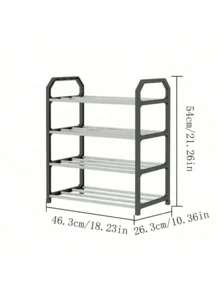 1pc Trapezoid Shoe Rack, Multi-Purpose Home Organization Dorm Balcony 4-Tier Shoe Storage Shelf Space Saving Compact Design Vertical Standing Shoe Organizer Cabinet For Bedroom Living Room Entryway Hallway Easy Assembly Metal Frame Sturdy Shelving Unit Footwear Display Stand Perfect For Small Apartments Modern Minimalist Style Storage Solution - View 3