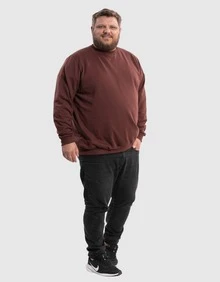 BENSMAT Men's Plus Size Crew Neck Sweatshirt, Round Neck, Cold Weather, Large Sizes G1 G2 G3 G4 - Rust Brown - View 3