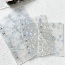 A6/A7/M5 Heart-Shaped Refill Pages, Transparent Double-Sided Inserts, Laser Series Refills, PP Material Replacement Pages, Transparent Inserts, 3D Embossed Sticker Book. Suitable For Candy Stickers, Sticker Albums, Student ID Cards, A7 Sticker Books, A6 Sticker Books, M5 Nail Art Books, Mini Scrapbooks, Photo Albums, Planners, Pocket Books - Sets - View 1