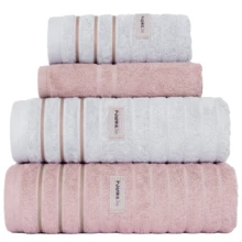 Set Of 4 Giant Bath Towels For Face And Floor | Turin Bath Towels | Thick And Soft 600g - 灰色(R)和粉紅色(P) - 查看 2