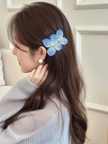 2pcs 3D Double Flower Butterfly Hair Clips, Suitable For Daily Wear - Hair Clip - View 9