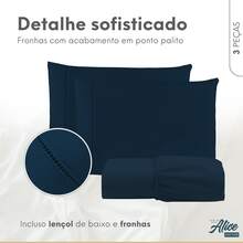 King Size Egyptian Cotton 600 Thread Count 3-Piece Percale Luxury Premium Bedding Set With Pillowcases Featuring Hemstitching And A Super Soft Touch - Màu xanh hải quân - Xem 2