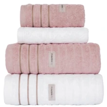 Set Of 4 Giant Bath Towels For Face And Floor | Turin Bath Towels | Thick And Soft 600g - Hồng (R) và Trắng (P) - Xem 1