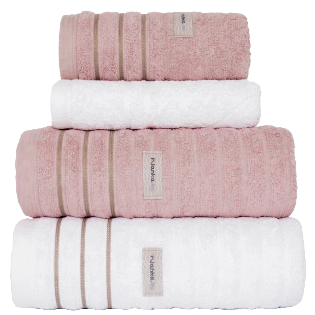 Set Of 4 Giant Bath Towels For Face And Floor | Turin Bath Towels | Thick And Soft 600g - Hồng (R) và Trắng (P) - Xem 1