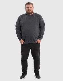 BENSMAT Men's Plus Size Crew Neck Sweatshirt, Round Neck, Cold Weather, Large Sizes G1 G2 G3 G4 - Dark Grey - View 3