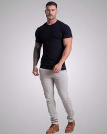 Kit Of 2 Men's Egyptian Cotton T-Shirts With Elastane Men's Basic Round Neck T-Shirt - 黑與白 - 查看 9