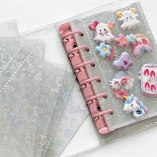 A6/A7/M5 Heart-Shaped Refill Pages, Transparent Double-Sided Inserts, Laser Series Refills, PP Material Replacement Pages, Transparent Inserts, 3D Embossed Sticker Book. Suitable For Candy Stickers, Sticker Albums, Student ID Cards, A7 Sticker Books, A6 Sticker Books, M5 Nail Art Books, Mini Scrapbooks, Photo Albums, Planners, Pocket Books - Sets - View 2