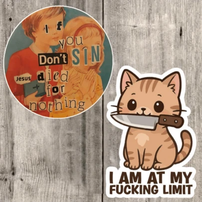 1pc/3pcs IF YOU Angry Cat Holding Knife Expression Stickers - Durable Polypropylene Material, Suitable For Car Bumpers, Laptops And Cups, Representing Life, Universe And Everything