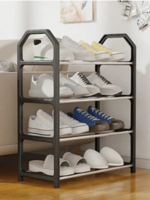 1pc Trapezoid Shoe Rack, Multi-Purpose Home Organization Dorm Balcony 4-Tier Shoe Storage Shelf Space Saving Compact Design Vertical Standing Shoe Organizer Cabinet For Bedroom Living Room Entryway Hallway Easy Assembly Metal Frame Sturdy Shelving Unit Footwear Display Stand Perfect For Small Apartments Modern Minimalist Style Storage Solution - View 8