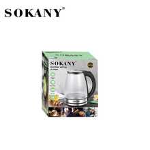 SOKANY سوكاني 09087 غلاية كهربائية منزلية، غلاية كهربائية زجاجية، سعة 1.7 لتر من الزجاج البورسيليكاتي عالي الجودة، قوة تسخين 1500 وات لغليان سريع، قاعدة قابلة للفصل وقابلة للدوران 360 درجة، مع حماية من السخونة الزائدة والجفاف، مناسبة للمنزل والسكن الجامعي والمكتب وغيرها من الأماكن - قابس المملكة المتحدة (220 إلى 240 فولت) - مشاهدة 10