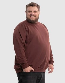 BENSMAT Men's Plus Size Crew Neck Sweatshirt, Round Neck, Cold Weather, Large Sizes G1 G2 G3 G4 - Rust Brown - View 2