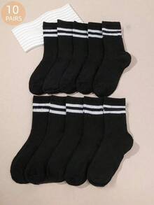 6 đôi tất nữ sọc đen trắng, tất nén dành cho nữ, tất thoáng khí dài đến bắp chân (dành cho cả nam và nữ) - Thích hợp cho mọi mùa, sử dụng hàng ngày, ngoài trời, thường ngày và thể thao. - Đen và trắng - Xem 8