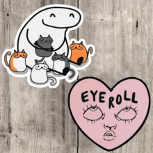 翻白眼猫贴纸，可爱趣味防水猫贴纸，防水乙烯基贴纸 - 耐用哑光表面，自粘式保险杠贴纸，适用于汽车、窗户、笔记本电脑、卡车、瓶子 - 多用途耐用设计，汽车贴纸，剪贴簿用品 - 乙烯基 - 查看 1