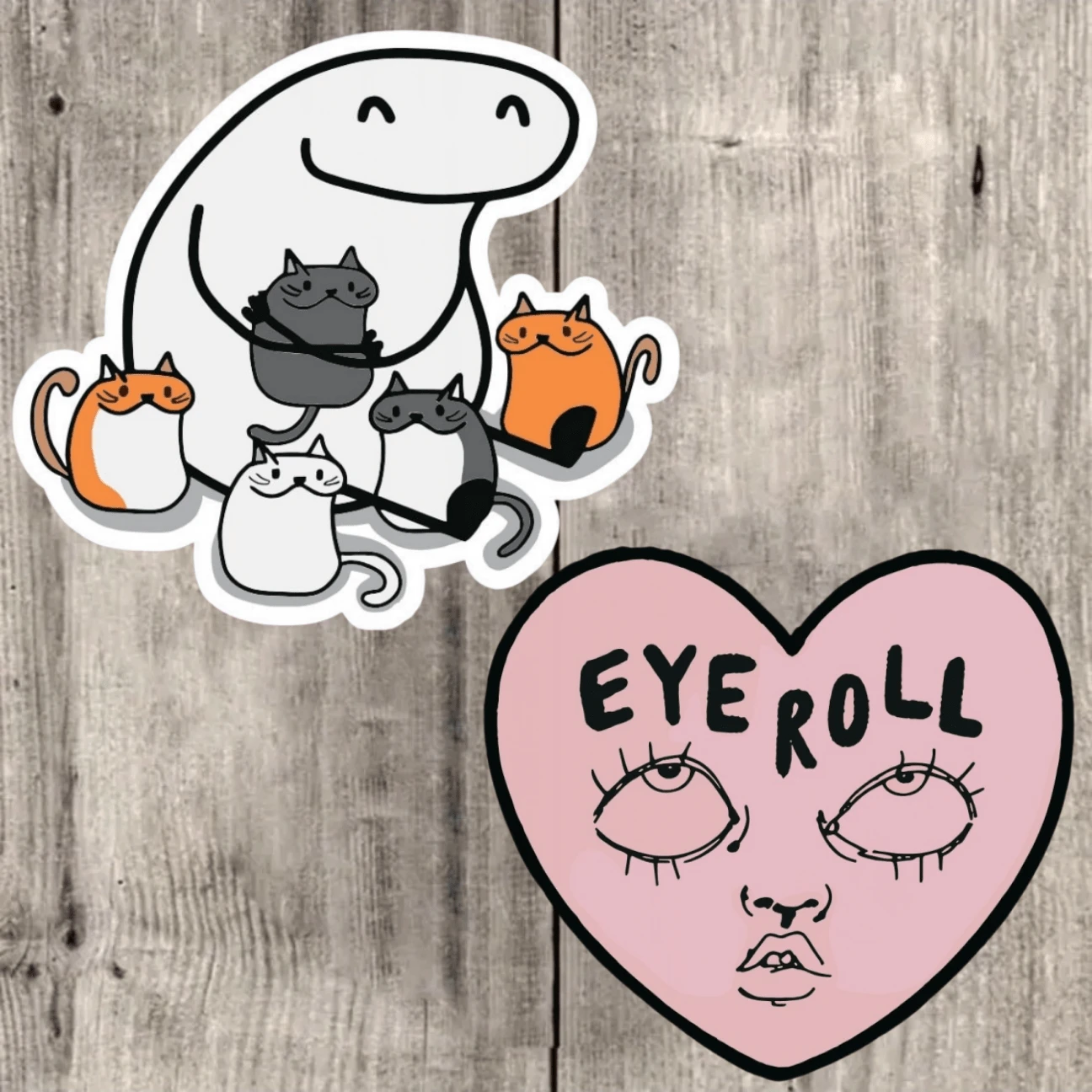 翻白眼猫贴纸，可爱趣味防水猫贴纸，防水乙烯基贴纸 - 耐用哑光表面，自粘式保险杠贴纸，适用于汽车、窗户、笔记本电脑、卡车、瓶子 - 多用途耐用设计，汽车贴纸，剪贴簿用品 - 乙烯基 - 查看 1
