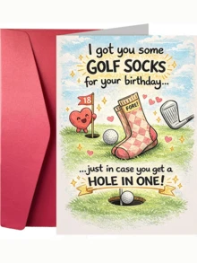 1 Funny Birthday Card | "Funny Golf Socks Hole-In-One Birthday Card" , Ideal For Birthdays Or Any Occasion - Multicolor - View 6