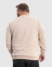 BENSMAT Men's Plus Size Crew Neck Sweatshirt, Round Neck, Cold Weather, Large Sizes G1 G2 G3 G4 - Beige - View 3