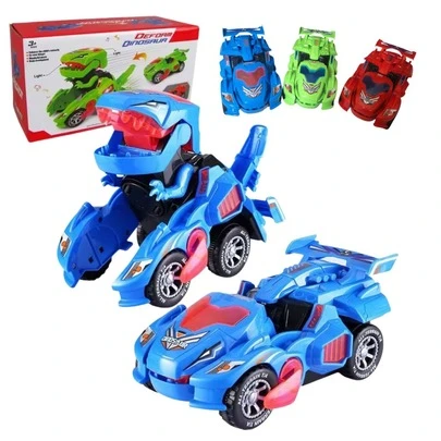 Carrinho Transformer de Brinquedo Vira Robô forma de dinossauro Com Luz Som Infantil Crianças Kids Diversão Garantida
