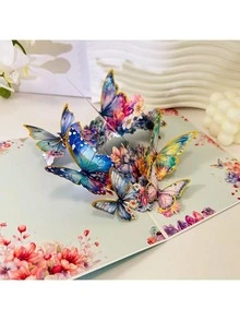 【3D蝴蝶立体贺卡】多功能3D蝴蝶立体贺卡 - 适用于生日、周年纪念、感谢卡等场合，蝴蝶装饰，感恩节佳品 - 單件 - 查看 6