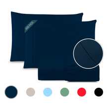 King Size Egyptian Cotton 600 Thread Count 3-Piece Percale Luxury Premium Bedding Set With Pillowcases Featuring Hemstitching And A Super Soft Touch - Màu xanh hải quân - Xem 1