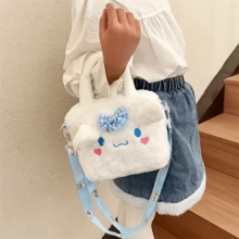 SANRIO （已授权）1个毛绒手提包 Cinnamon&Melody 卡通动漫手提包，俏皮斜挎包，日常通勤化妆包，无需熨烫护理，女士四季通用小钱包 - 查看 6