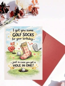 1 Funny Birthday Card | "Funny Golf Socks Hole-In-One Birthday Card" , Ideal For Birthdays Or Any Occasion - Multicolor - View 4