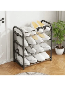 1pc Trapezoid Shoe Rack, Multi-Purpose Home Organization Dorm Balcony 4-Tier Shoe Storage Shelf Space Saving Compact Design Vertical Standing Shoe Organizer Cabinet For Bedroom Living Room Entryway Hallway Easy Assembly Metal Frame Sturdy Shelving Unit Footwear Display Stand Perfect For Small Apartments Modern Minimalist Style Storage Solution - View 5