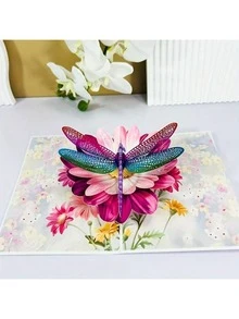 UNIPOP Dragonfly & Cosmos Flower Pop Up Card, Birthday Card For Women, Mother's Day Card, Pop Up Anniversary Card, Valentines Day Card, Dragonfly Card - Single Piece - View 6
