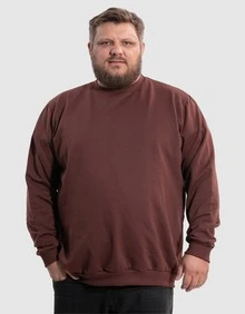BENSMAT Men's Plus Size Crew Neck Sweatshirt, Round Neck, Cold Weather, Large Sizes G1 G2 G3 G4 - Rust Brown - View 1