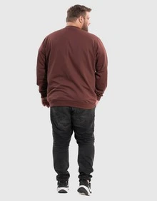 BENSMAT Men's Plus Size Crew Neck Sweatshirt, Round Neck, Cold Weather, Large Sizes G1 G2 G3 G4 - Rust Brown - View 4