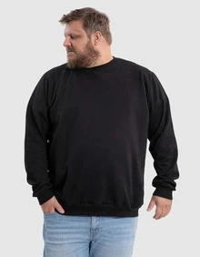 BENSMAT Men's Plus Size Crew Neck Sweatshirt, Round Neck, Cold Weather, Large Sizes G1 G2 G3 G4 - Black - View 2