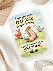 1 Funny Birthday Card | "Funny Golf Socks Hole-In-One Birthday Card" , Ideal For Birthdays Or Any Occasion - Multicolor - View 3