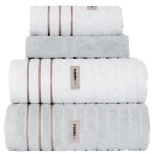 Set Of 4 Giant Bath Towels For Face And Floor | Turin Bath Towels | Thick And Soft 600g - 白色(R)和灰色(P) - 查看 1
