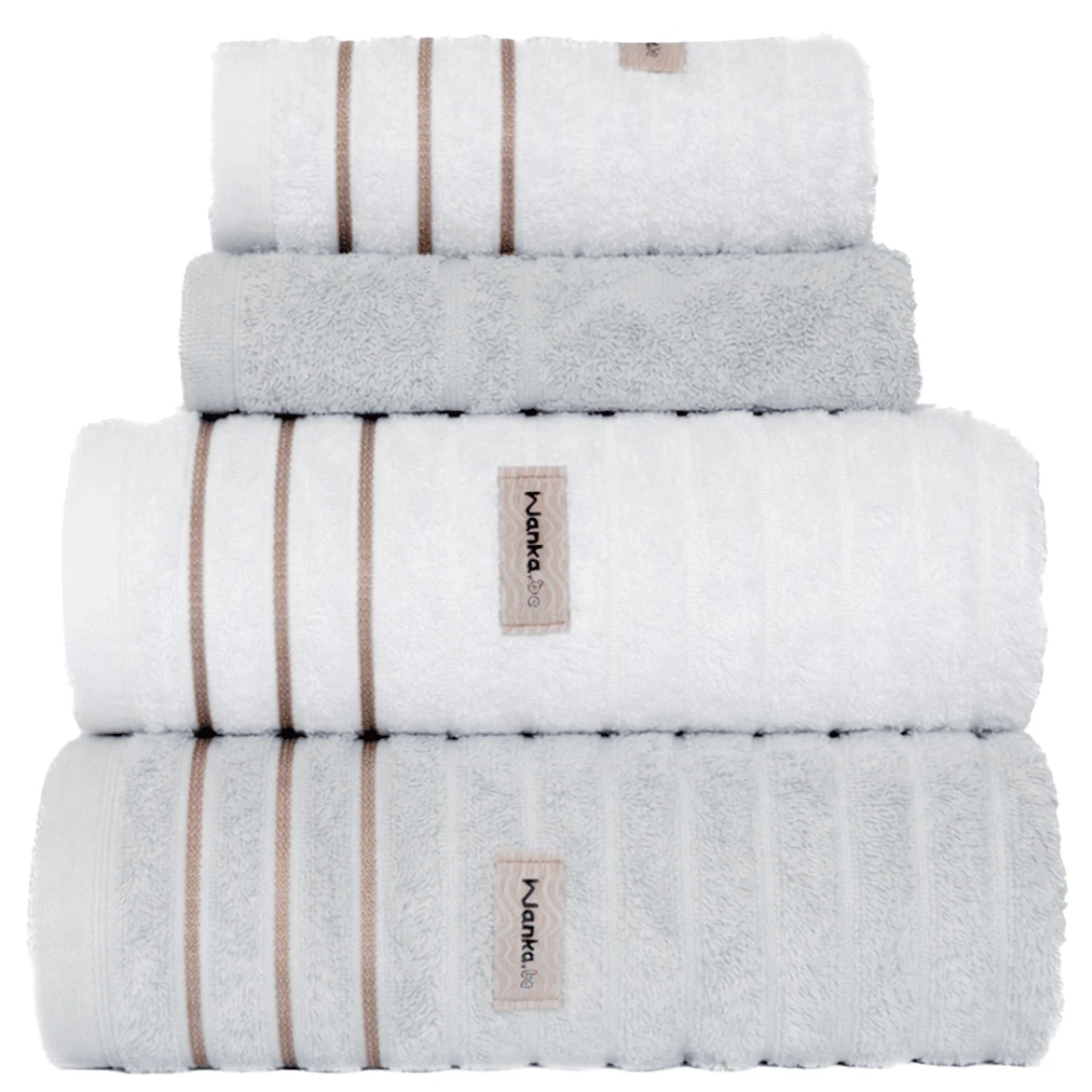Set Of 4 Giant Bath Towels For Face And Floor | Turin Bath Towels | Thick And Soft 600g - 白色(R)和灰色(P) - 查看 1