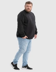 BENSMAT Men's Plus Size Crew Neck Sweatshirt, Round Neck, Cold Weather, Large Sizes G1 G2 G3 G4 - Black - View 3