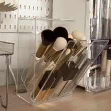 1个可调节透明亚克力化妆刷收纳盒 - 带隔层的梳妆台收纳盒，免钻孔设计 - 查看 5