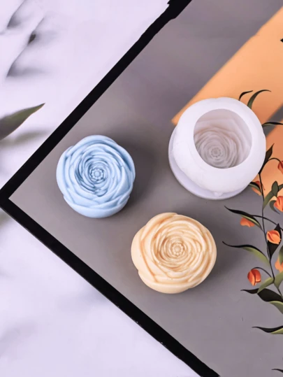 1pc 3D Peony Flower Bud Silicone Candle Mold - DIY Plaster & Resin Crafts For Valentine's Day, Elegant Floral Design, Dual-Purpose Handmade, Home Decor Reusable Art Mold