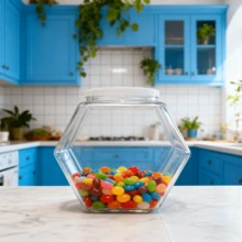 2/4/6pcs Hexagon Transparent Plastic Candy/Cookie Jars With Lids - Airtight Food Storage Containers For Kitchen Countertop, Pantry, Candy Buffet, Weddings, Christmas, Halloween, Easter, Thanksgiving - Space-Saving Design, Durable Containers - Clear - View 7